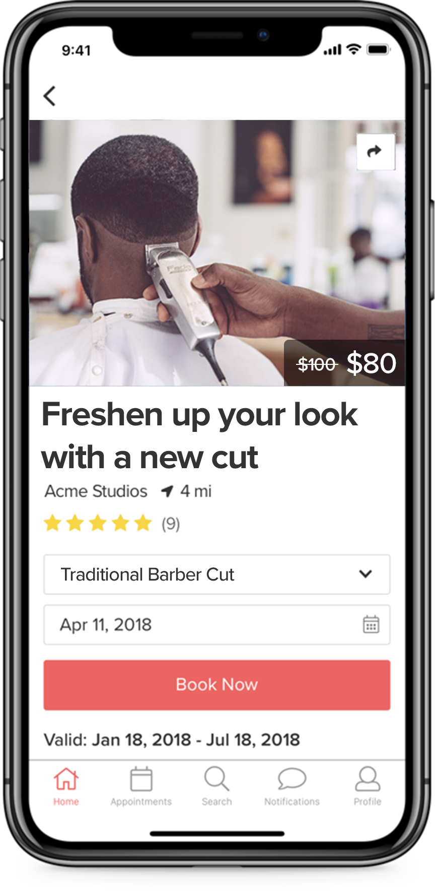 Vagaro Barber App Appointment Screen