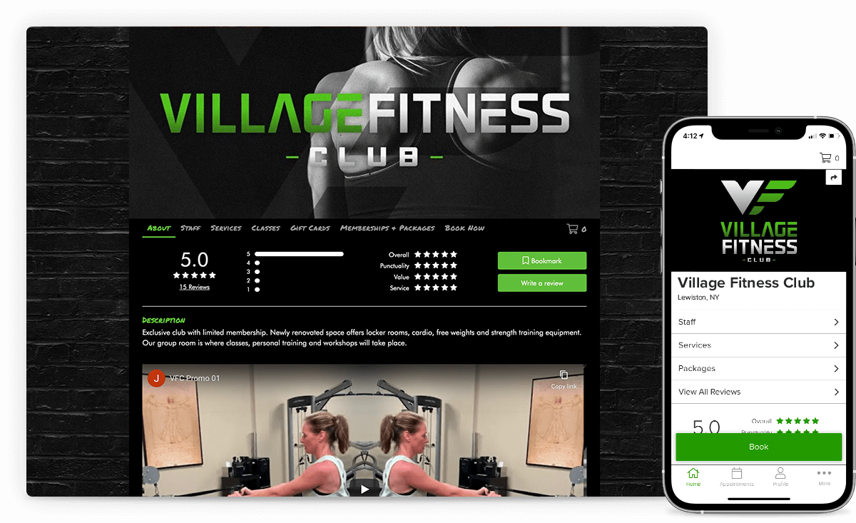 branded app and fitness club website
