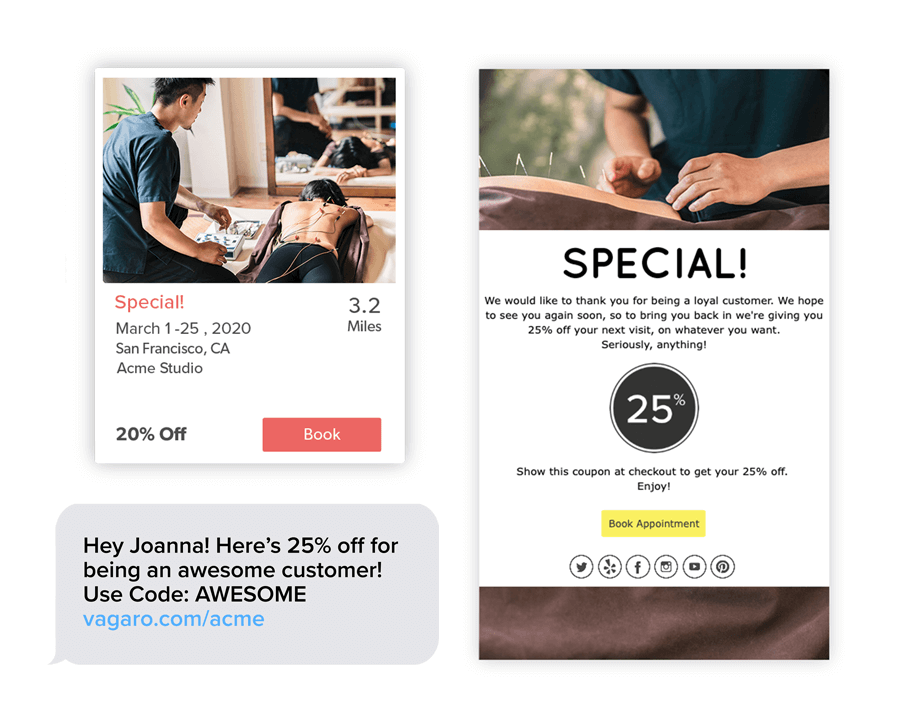 Image of mobile device displaying acupuncture practice email marketing campaign
