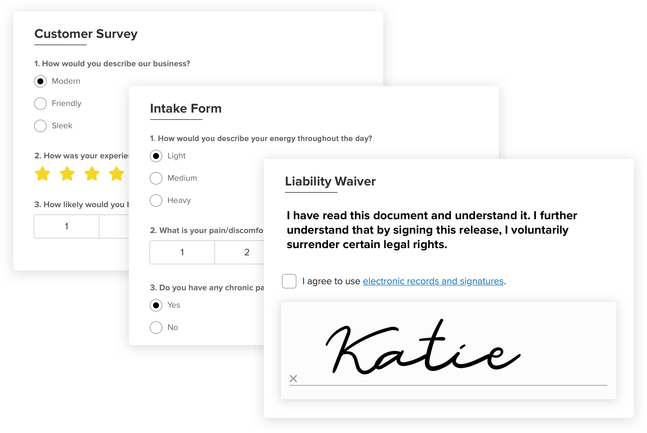 image of customized nutritionist practice forms and waivers