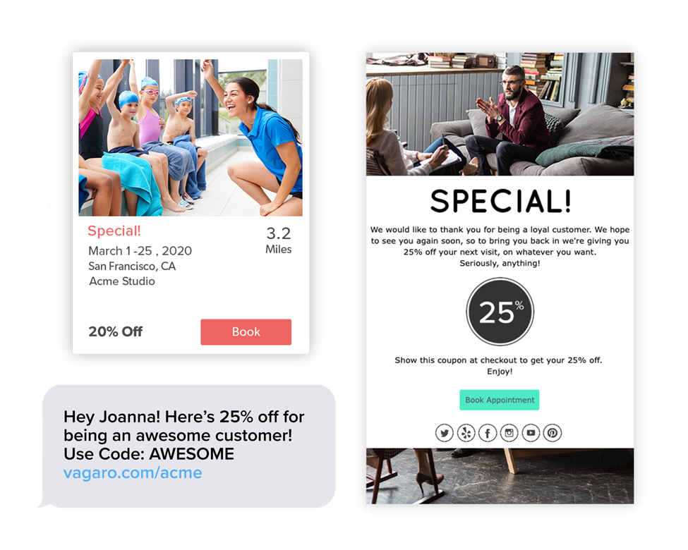 Image of mobile device displaying coaching business marketing campaign