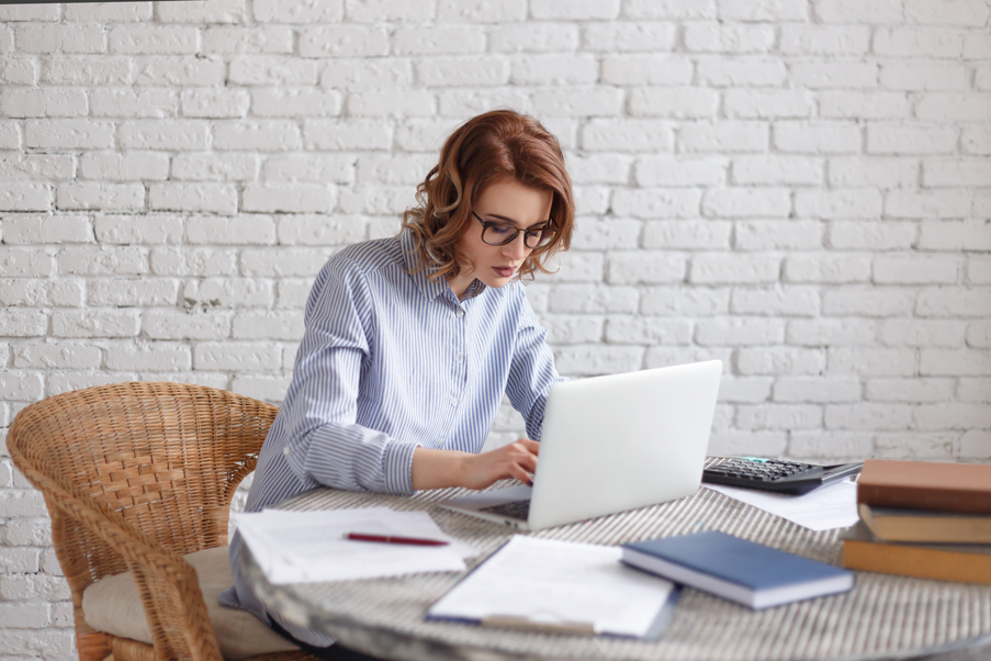 Woman working on her laptop
