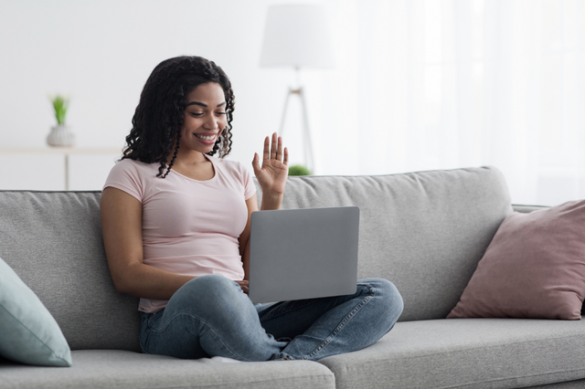 A woman meets online for a beauty consultation